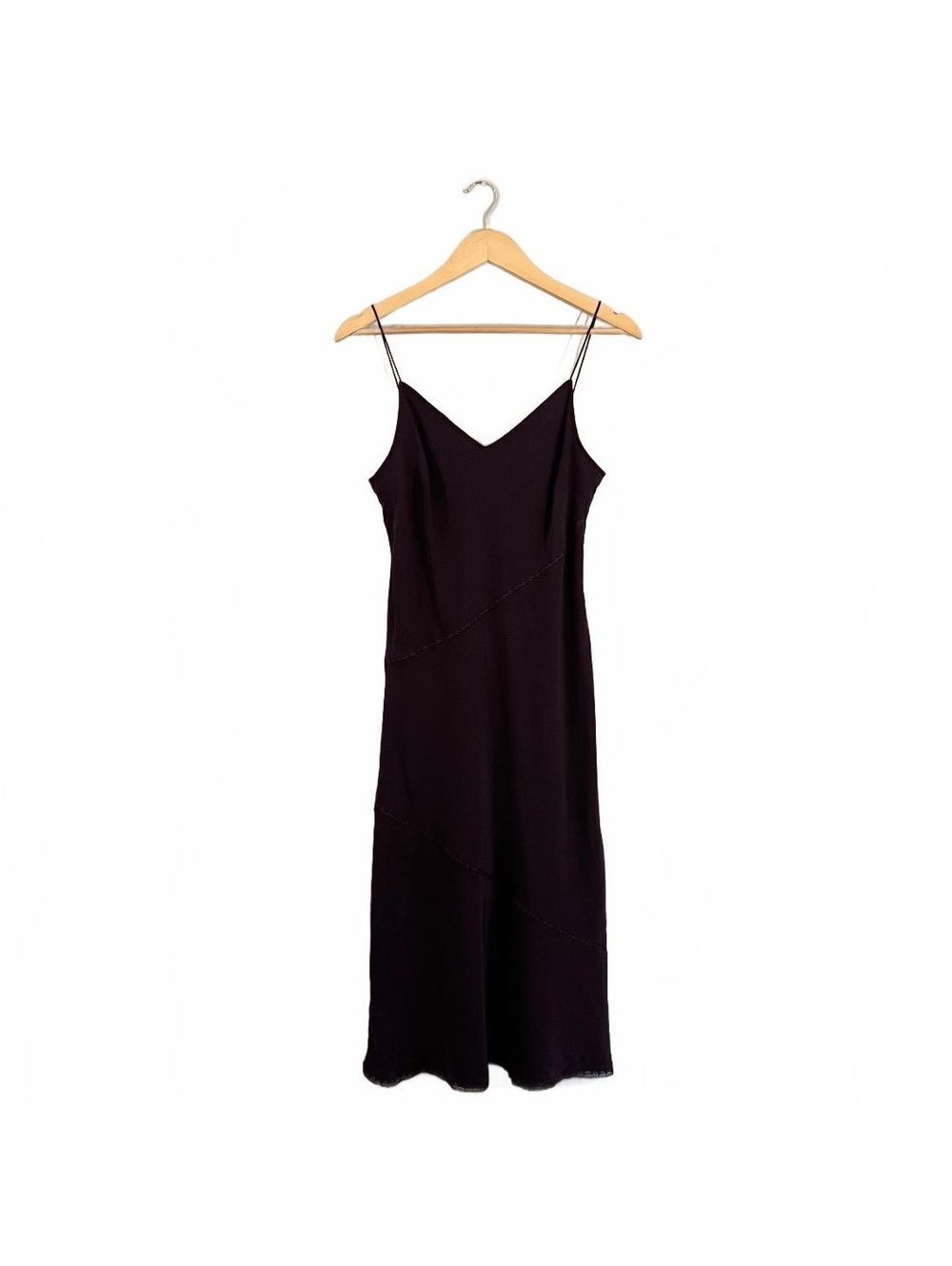 Y2K J.Crew Silk Purple Floral Lace Trim Fairycore Slip Midi Dress 2000’s